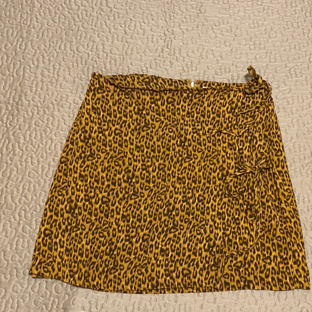 GB girls Brown Leopard Print Mini Skirt with Side Ties